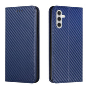 For Samsung Galaxy S25 5G Carbon Fiber Texture Magnetic Flip Leather Phone Case(Blue)