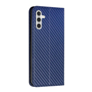 For Samsung Galaxy S25 5G Carbon Fiber Texture Magnetic Flip Leather Phone Case(Blue)