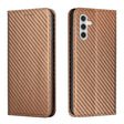 For Samsung Galaxy S25 5G Carbon Fiber Texture Magnetic Flip Leather Phone Case(Brown) - free shipping - PMC Jewellery - Order now!
