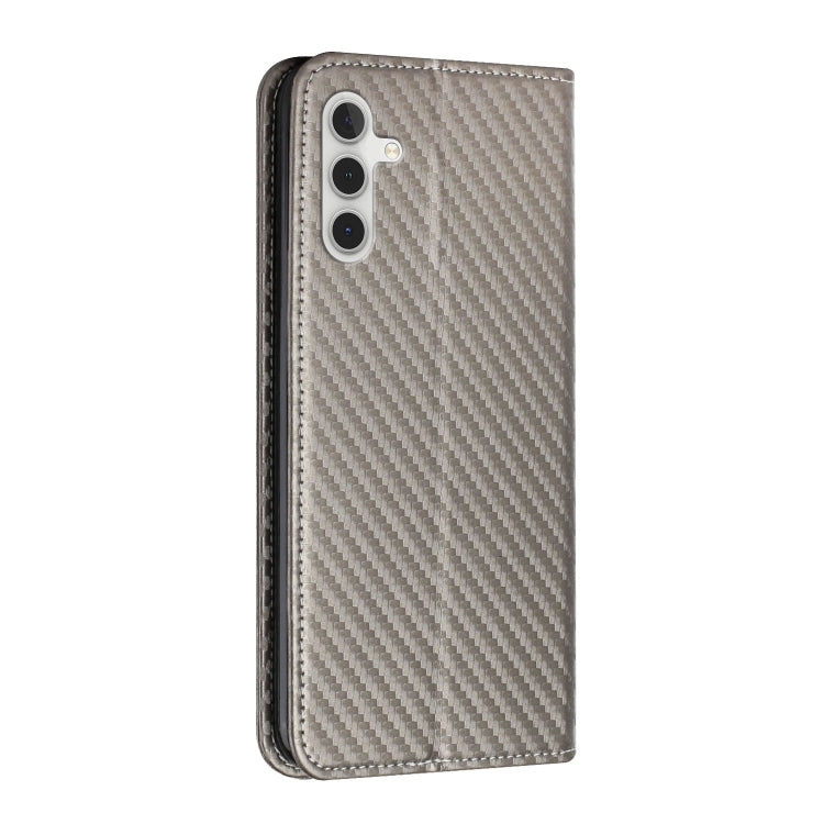 For Samsung Galaxy S25 5G Carbon Fiber Texture Magnetic Flip Leather Phone Case(Grey)
