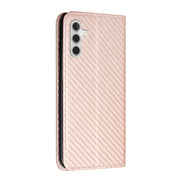 For Samsung Galaxy S25 5G Carbon Fiber Texture Magnetic Flip Leather Phone Case(Rose Gold)