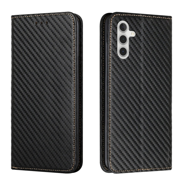 For Samsung Galaxy S25+ 5G Carbon Fiber Texture Magnetic Flip Leather Phone Case(Black)