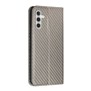 For Samsung Galaxy S25+ 5G Carbon Fiber Texture Magnetic Flip Leather Phone Case(Grey)