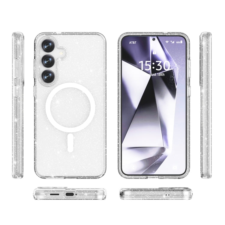 For Samsung Galaxy S25+ 5G Terminator MagSafe Magnetic Phone Case(Glitter White)