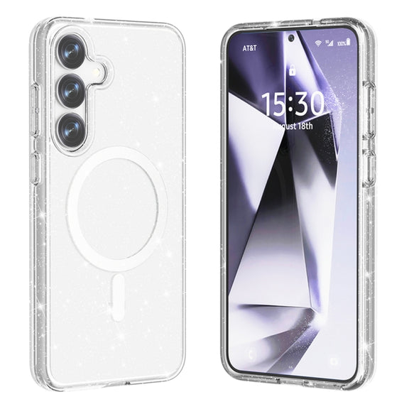 For Samsung Galaxy S25+ 5G Terminator MagSafe Magnetic Phone Case(Glitter White)