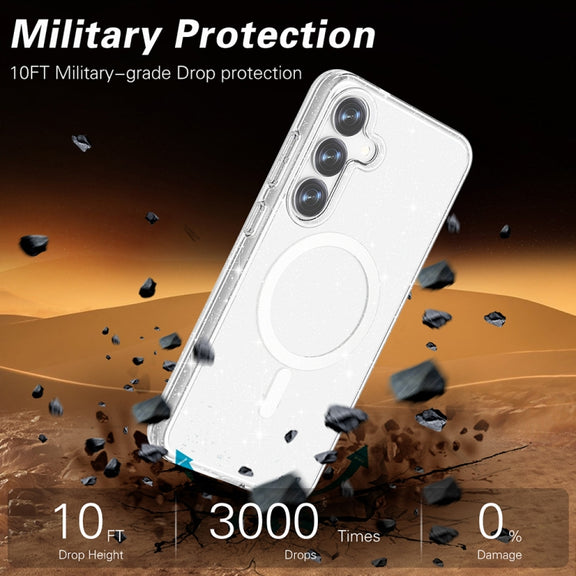 For Samsung Galaxy S25+ 5G Terminator MagSafe Magnetic Phone Case(Glitter White)