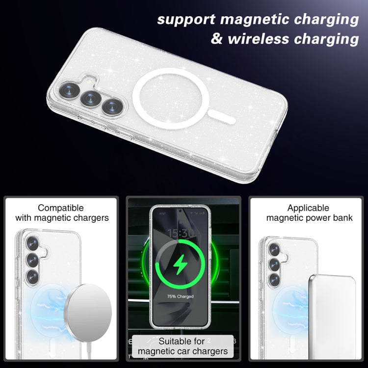 For Samsung Galaxy S25+ 5G Terminator MagSafe Magnetic Phone Case(Glitter White)