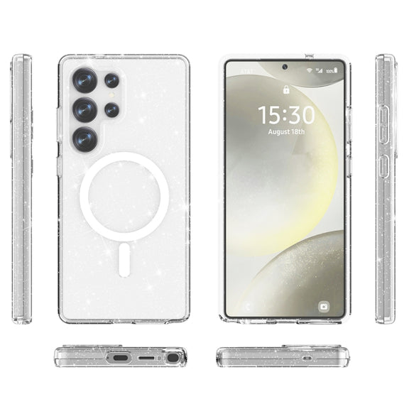 For Samsung Galaxy S25 Ultra 5G Terminator MagSafe Magnetic Phone Case(Glitter White)