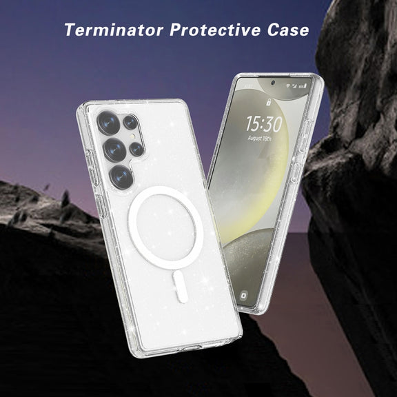 For Samsung Galaxy S25 Ultra 5G Terminator MagSafe Magnetic Phone Case(Glitter White)