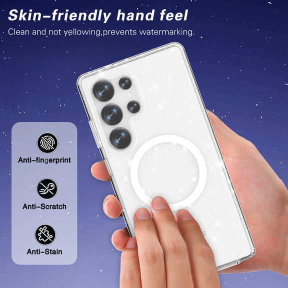 For Samsung Galaxy S25 Ultra 5G Terminator MagSafe Magnetic Phone Case(Glitter White)