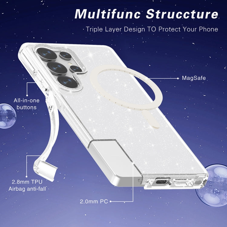 For Samsung Galaxy S25 Ultra 5G Terminator MagSafe Magnetic Phone Case(Glitter White)