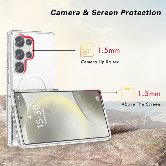 For Samsung Galaxy S25 Ultra 5G Terminator MagSafe Magnetic Phone Case(Glitter White)