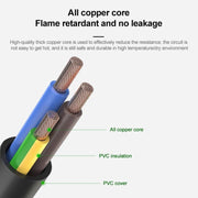 US Plug Computer PC Power Cord 3 Pin Cable, Length:3m(Black)