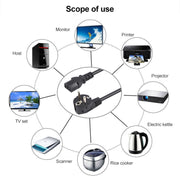 EU Plug Computer PC Power Cord 3 Pin Cable, Length:3m(Black)