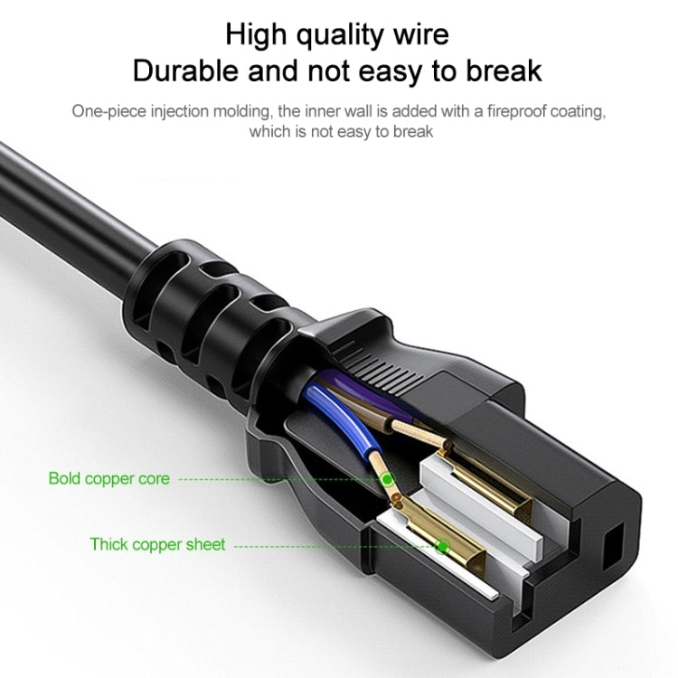 EU Plug Computer PC Power Cord 3 Pin Cable, Length:3m(Black)