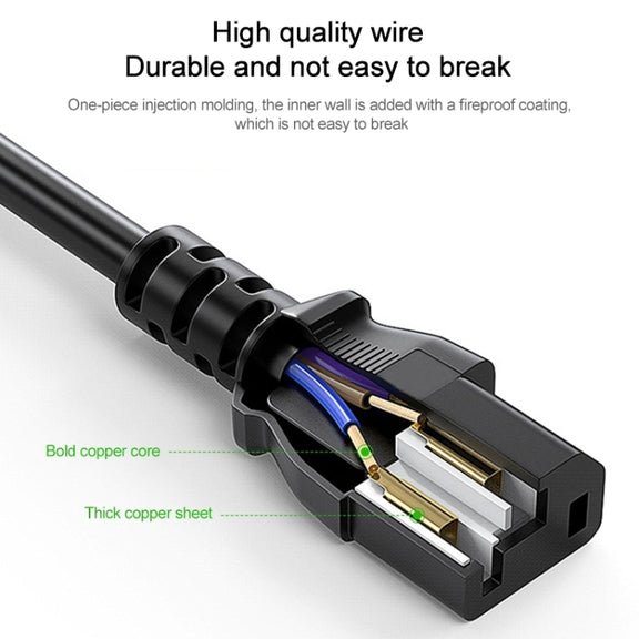 EU Plug Computer PC Power Cord 3 Pin Cable, Length:3m(Black)