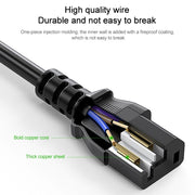 EU Plug Computer PC Power Cord 3 Pin Cable, Length:5m(Black)