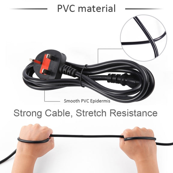 Big UK Plug Computer PC Power Cord 3 Pin Cable, Length:3m(Black)