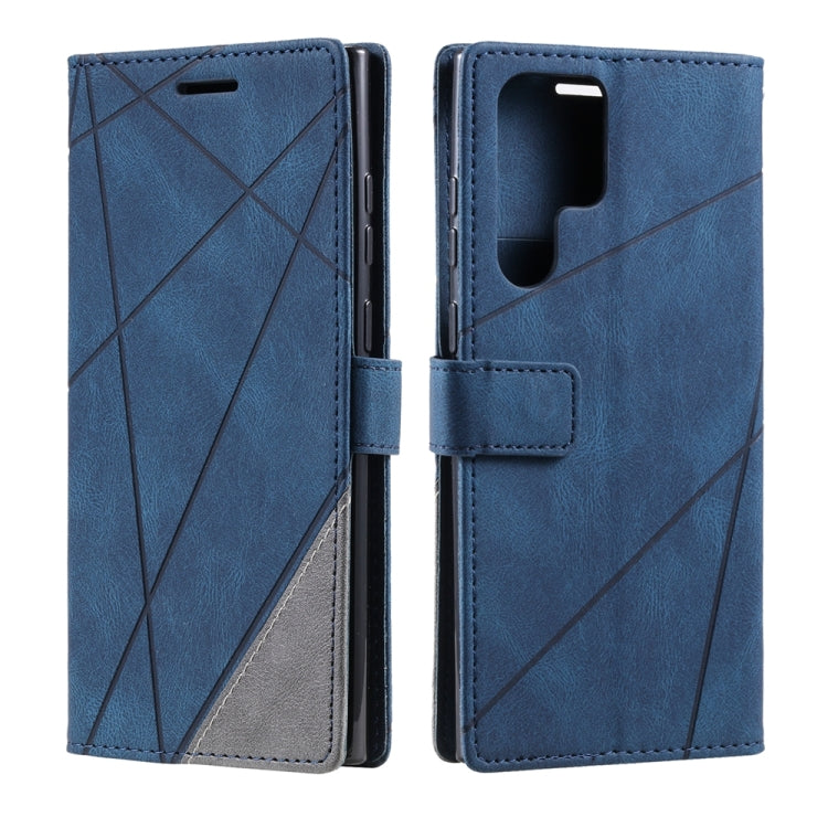 For Samsung Galaxy S25 Ultra 5G Skin Feel Splicing Leather Phone Case(Blue)