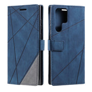 For Samsung Galaxy S25 Ultra 5G Skin Feel Splicing Leather Phone Case(Blue)