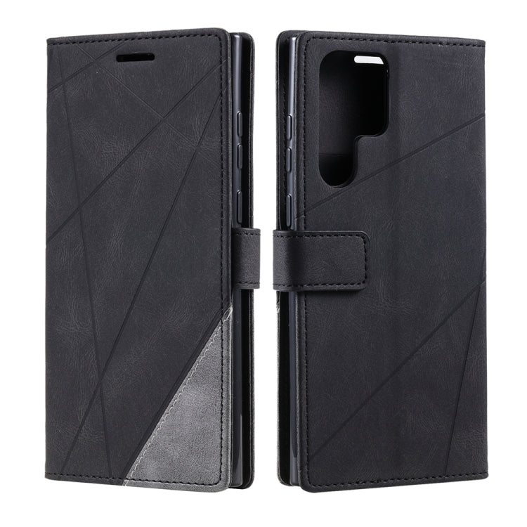 For Samsung Galaxy S25 Ultra 5G Skin Feel Splicing Leather Phone Case(Black)