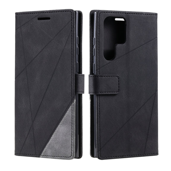 For Samsung Galaxy S25 Ultra 5G Skin Feel Splicing Leather Phone Case(Black)