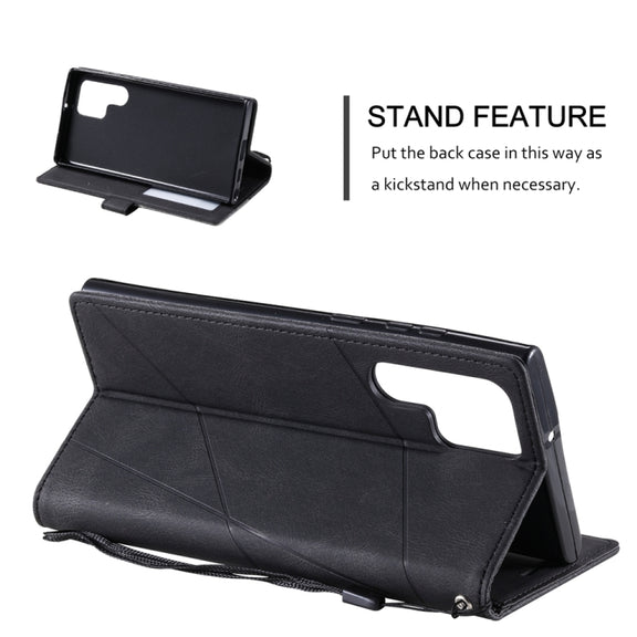 For Samsung Galaxy S25 Ultra 5G Skin Feel Splicing Leather Phone Case(Black)