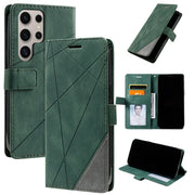 For Samsung Galaxy S25 Ultra 5G Skin Feel Splicing Leather Phone Case(Green)