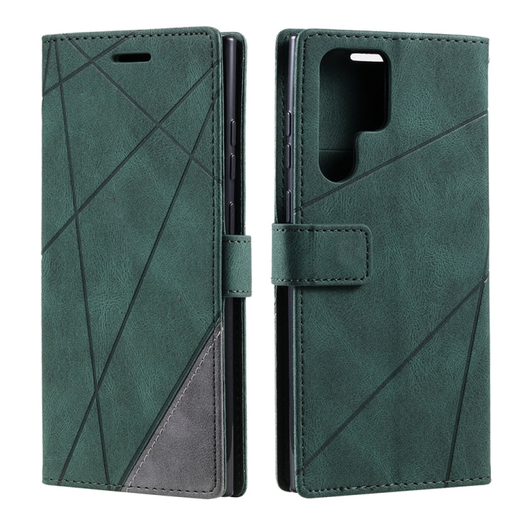 For Samsung Galaxy S25 Ultra 5G Skin Feel Splicing Leather Phone Case(Green)