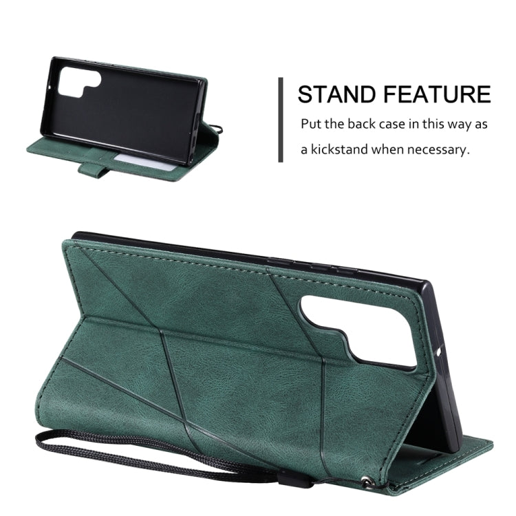 For Samsung Galaxy S25 Ultra 5G Skin Feel Splicing Leather Phone Case(Green)