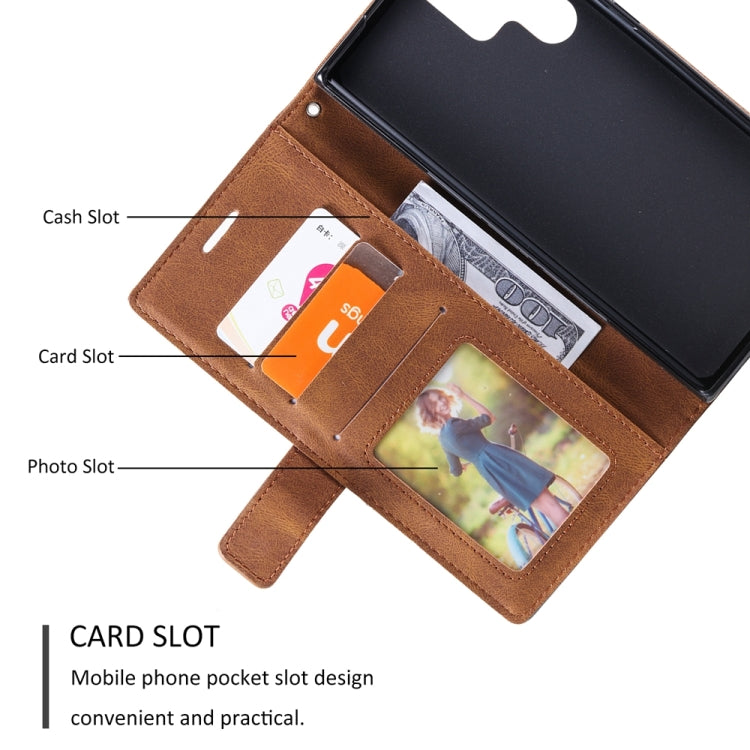 For Samsung Galaxy S25 Ultra 5G Skin Feel Splicing Leather Phone Case(Brown)