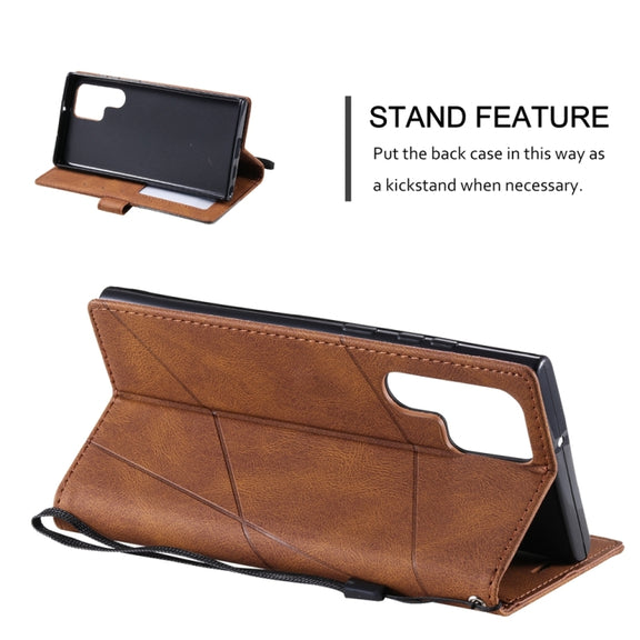 For Samsung Galaxy S25 Ultra 5G Skin Feel Splicing Leather Phone Case(Brown)