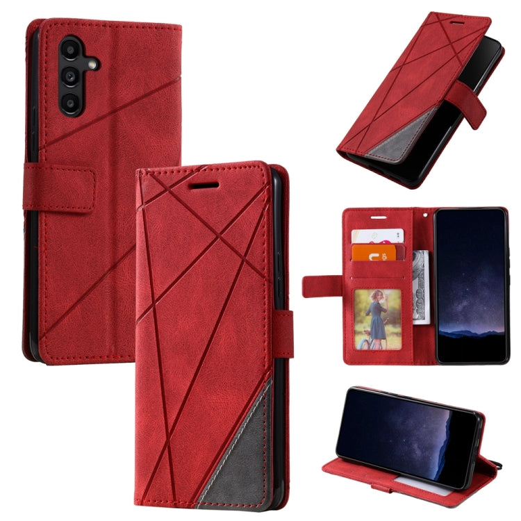 For Samsung Galaxy S25+ 5G Skin Feel Splicing Leather Phone Case(Red)