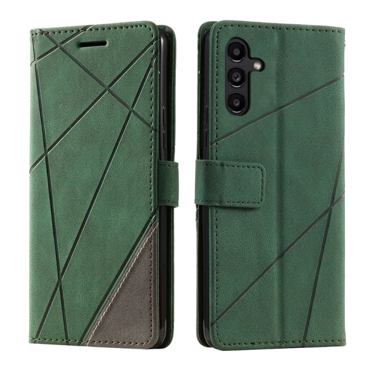For Samsung Galaxy S25 5G Skin Feel Splicing Leather Phone Case(Green)