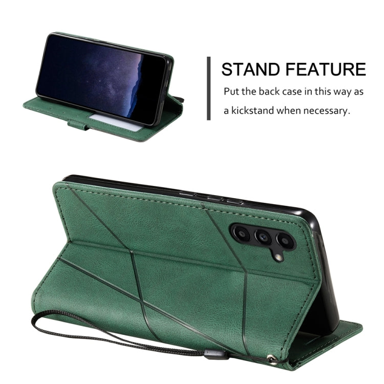 For Samsung Galaxy S25 5G Skin Feel Splicing Leather Phone Case(Green)