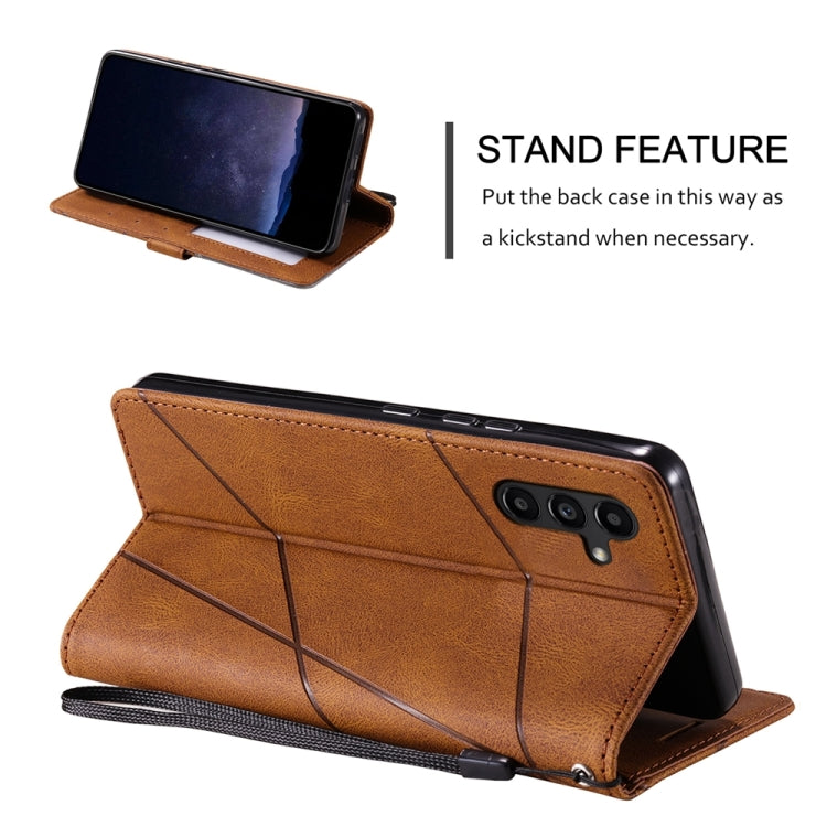 For Samsung Galaxy S25 5G Skin Feel Splicing Leather Phone Case(Brown)