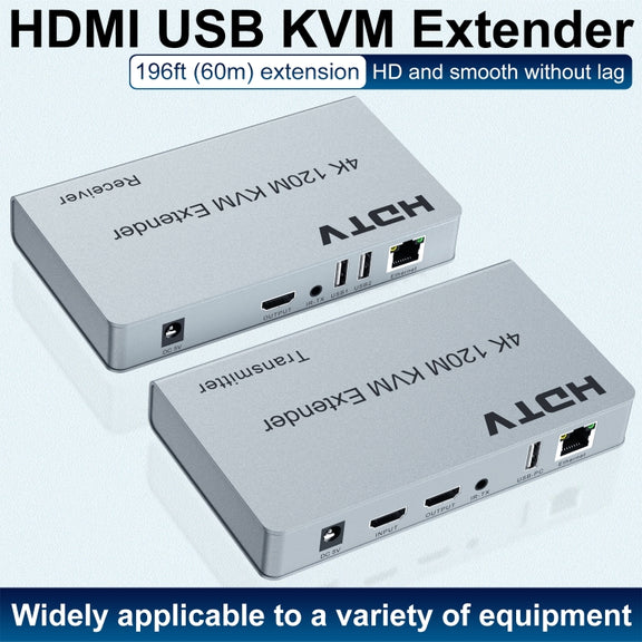 120m HDMI USB KVM 4K Network Extender, Plug:US Plug