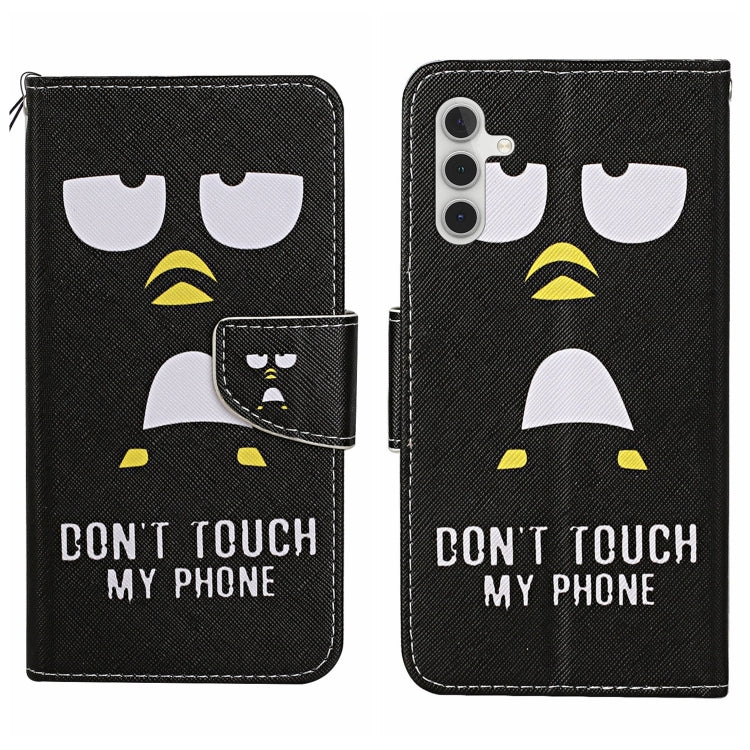 For Samsung Galaxy S25 5G Colored Drawing Pattern Leather Phone Case(Penguin)