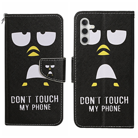 For Samsung Galaxy S25 5G Colored Drawing Pattern Leather Phone Case(Penguin)