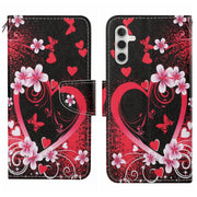 For Samsung Galaxy S25 5G Colored Drawing Pattern Leather Phone Case(Red Heart)