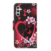 For Samsung Galaxy S25 5G Colored Drawing Pattern Leather Phone Case(Red Heart)