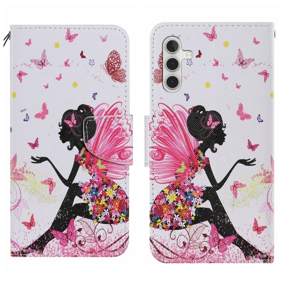 For Samsung Galaxy S25 5G Colored Drawing Pattern Leather Phone Case(Dancing Girl)