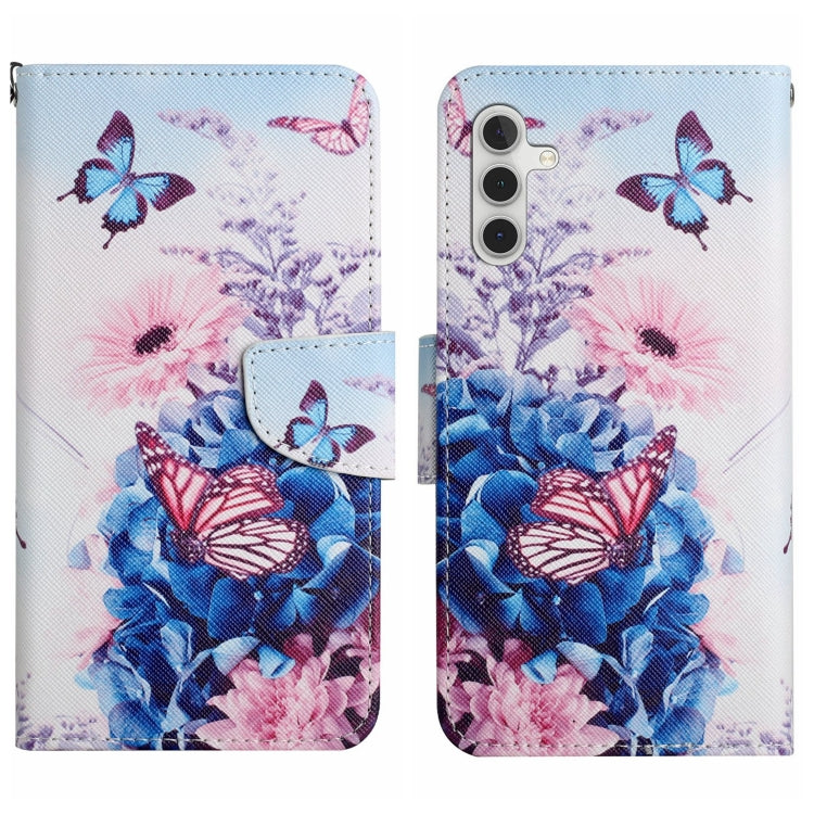 For Samsung Galaxy S25 5G Colored Drawing Pattern Leather Phone Case(Purple Butterfly)