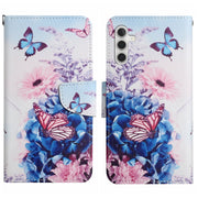 For Samsung Galaxy S25 5G Colored Drawing Pattern Leather Phone Case(Purple Butterfly)