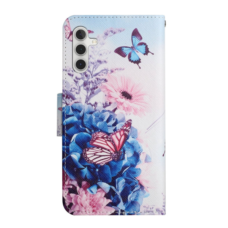 For Samsung Galaxy S25 5G Colored Drawing Pattern Leather Phone Case(Purple Butterfly)