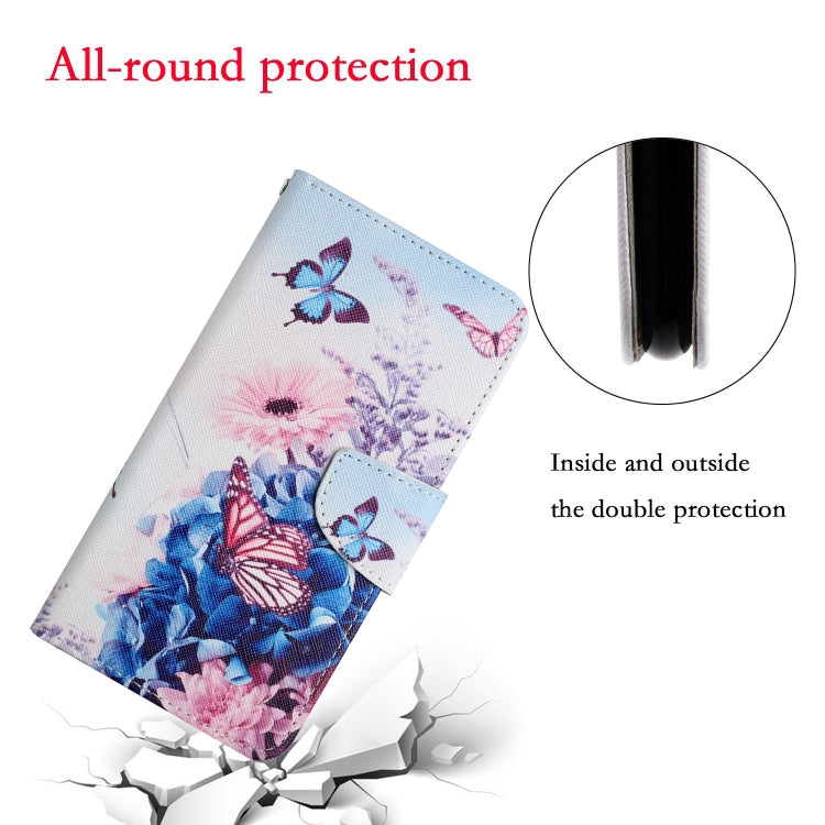 For Samsung Galaxy S25 5G Colored Drawing Pattern Leather Phone Case(Purple Butterfly)
