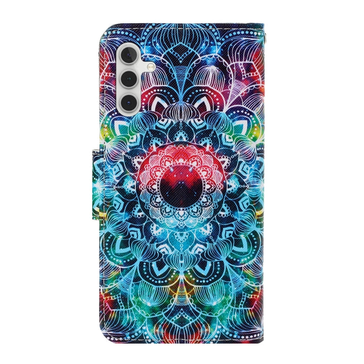For Samsung Galaxy S25 5G Colored Drawing Pattern Leather Phone Case(Mandala)