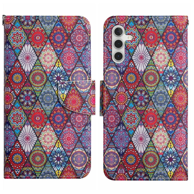 For Samsung Galaxy S25 5G Colored Drawing Pattern Leather Phone Case(Diamond Kaleidoscope)