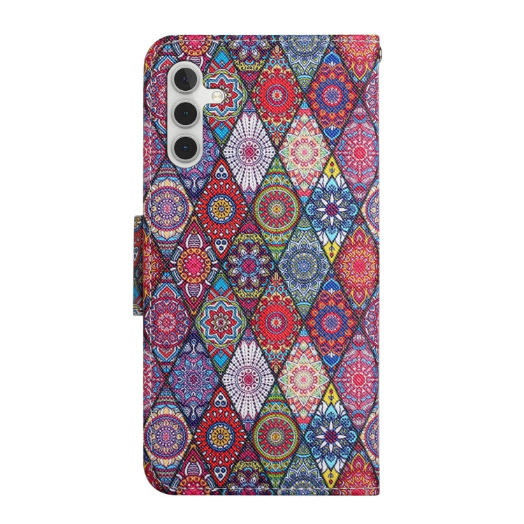 For Samsung Galaxy S25 5G Colored Drawing Pattern Leather Phone Case(Diamond Kaleidoscope)