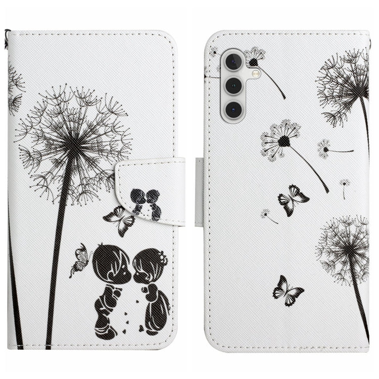 For Samsung Galaxy S25 5G Colored Drawing Pattern Leather Phone Case(Dandelion)